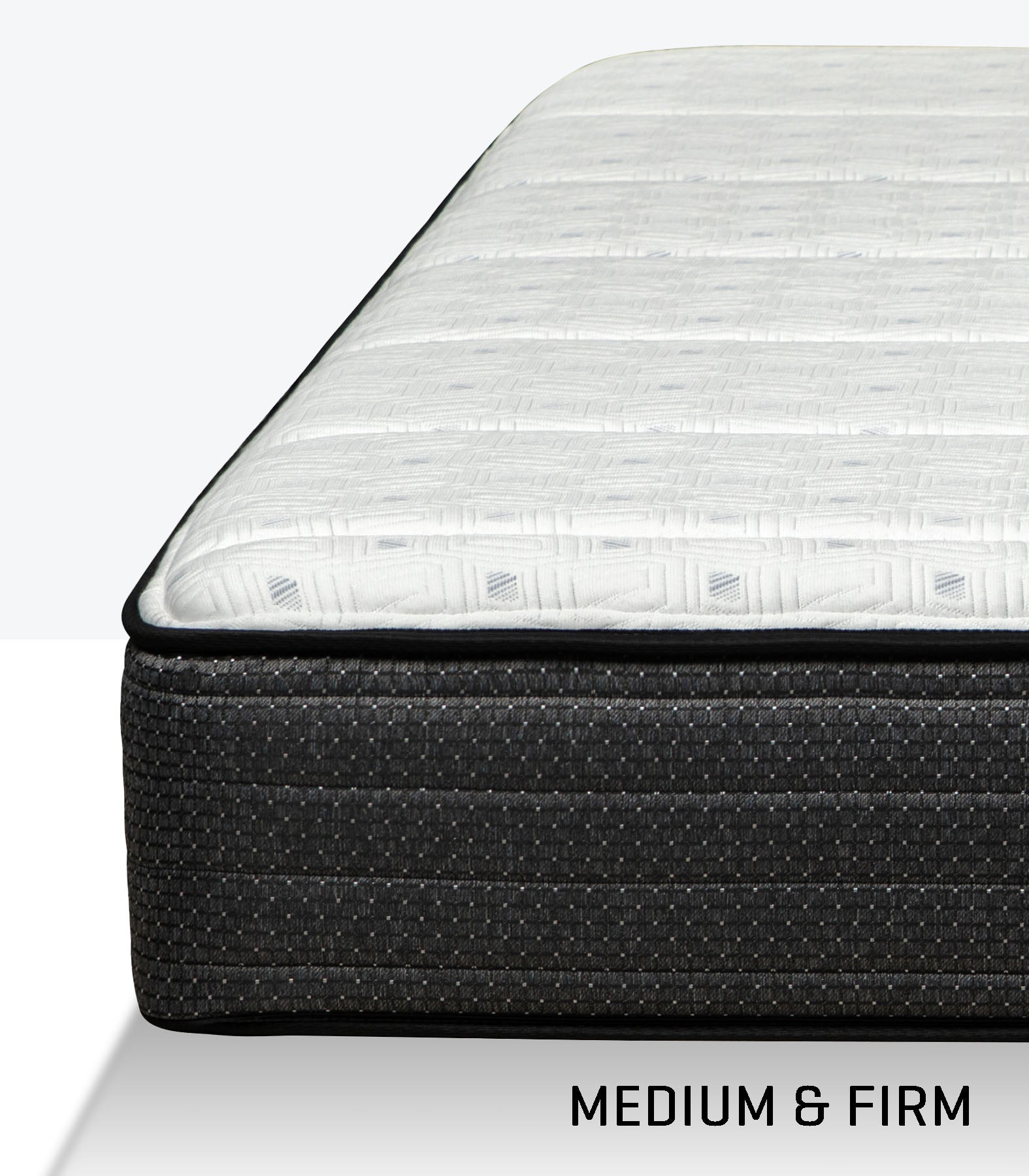 Mattress with 'Medium & Firm' label on a white background