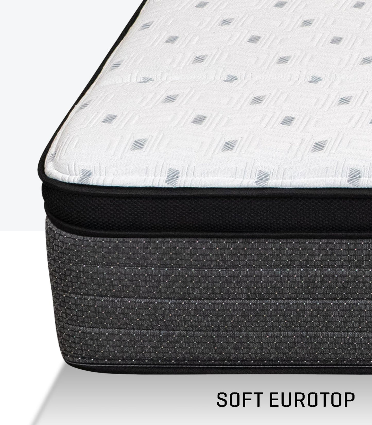 Mattress with soft eurotop design on a white background